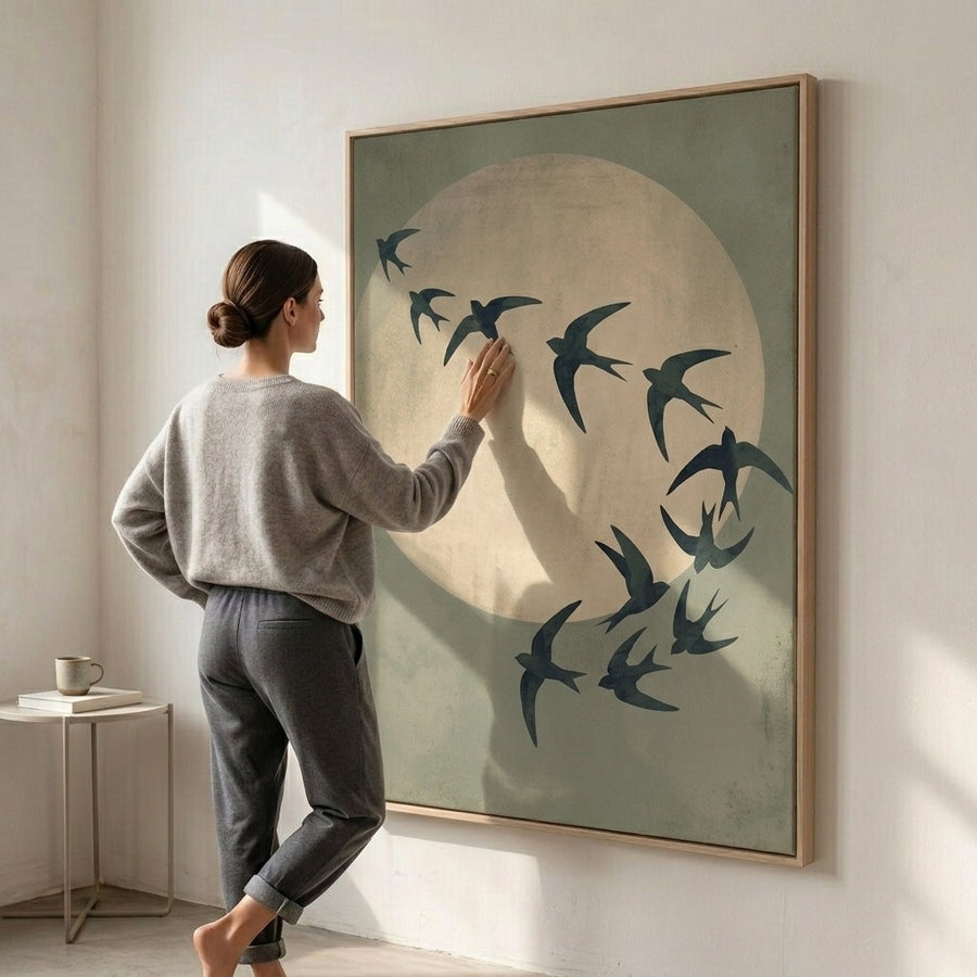 Mond und Vögel