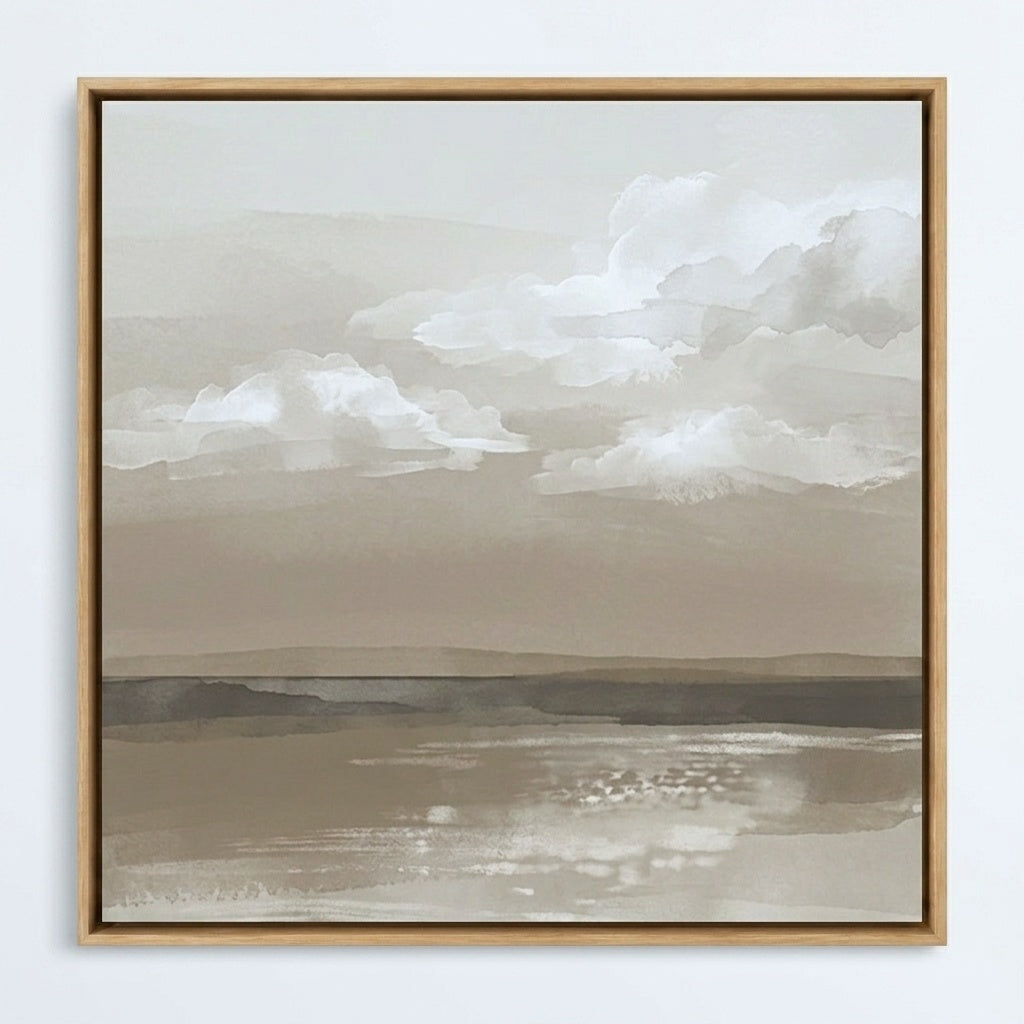 Nebeliger Morgensee – gerahmtes Leinwandbild Modernify