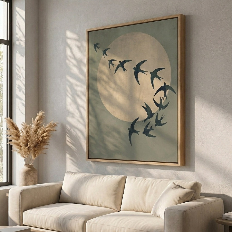 Mond und Vögel