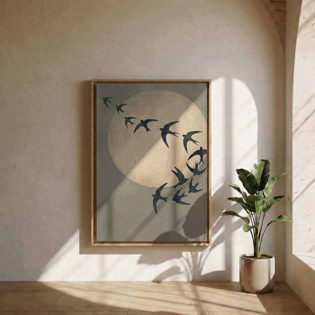 Mond und Vögel