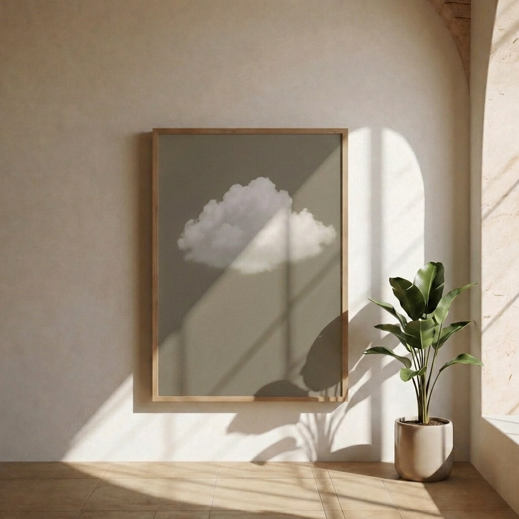 Weiße Wolke – gerahmtes Leinwandbild Modernify