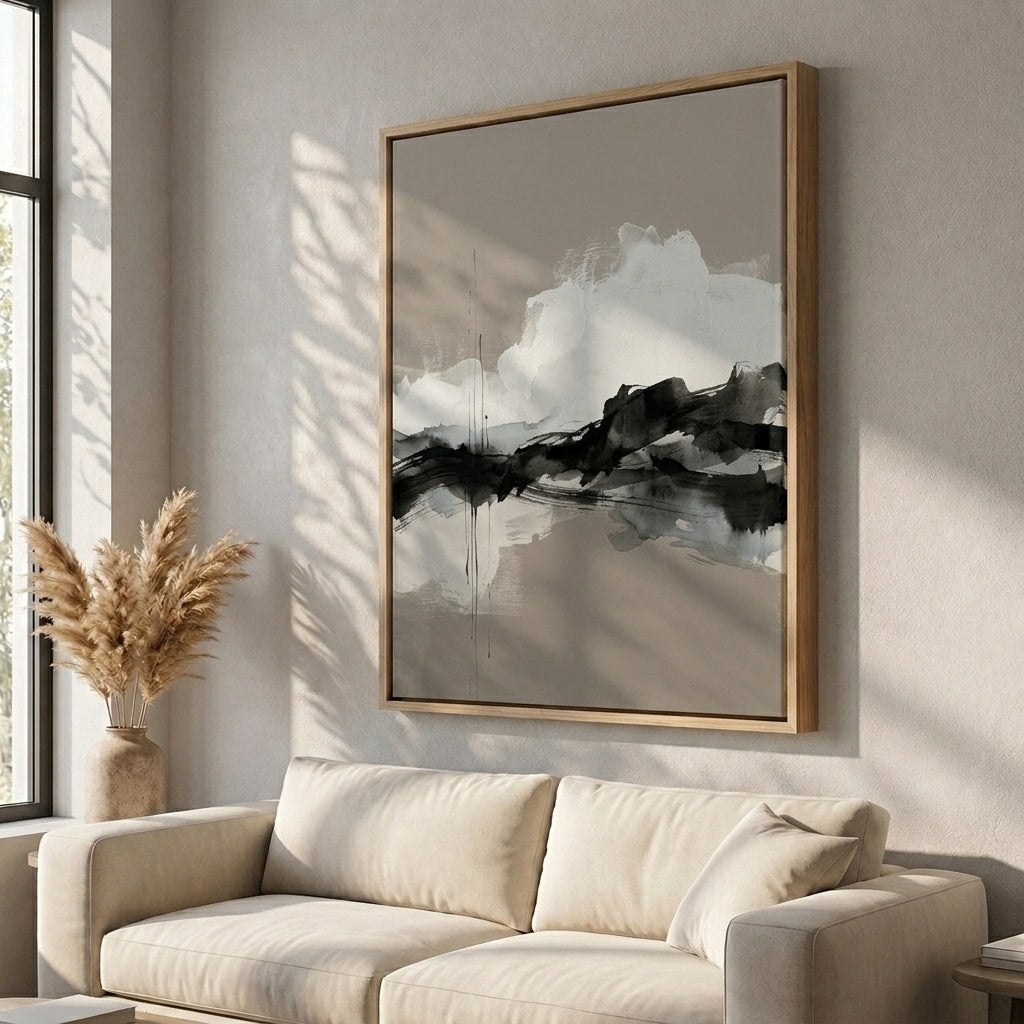 Tusche und Aquarell – gerahmtes Leinwandbild Modernify
