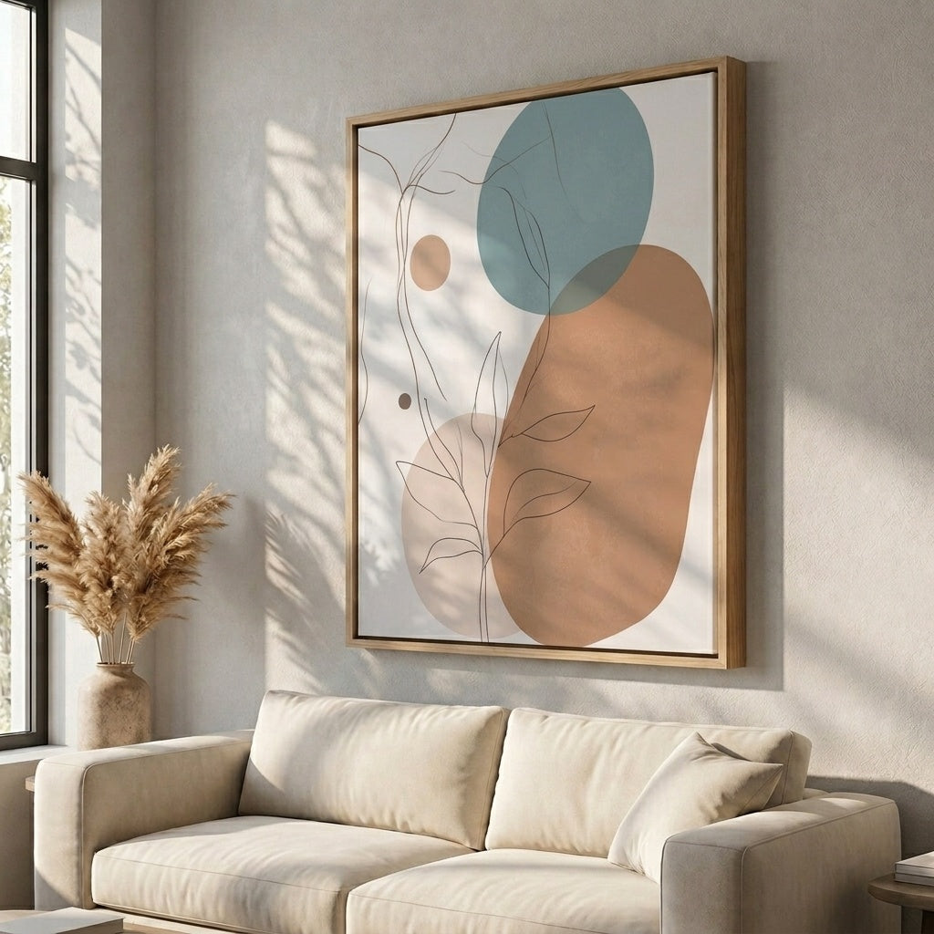 Geometrische Botanik – gerahmtes Leinwandbild Modernify